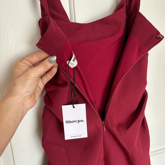 Showpo Burgundy Mini Dress square neck new with tags size women 4 - Picture 6 of 9